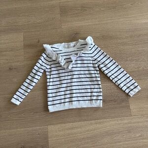 Girls White and Black Ruffle sweater